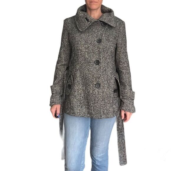 ESPRIT Outerwear Coat Wool Tweed Pattern Gary - Picture 4 of 8